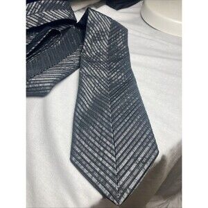 100% Silk Bacon Handmade In USA black Layered Mod Tie Necktie Party Work Wear